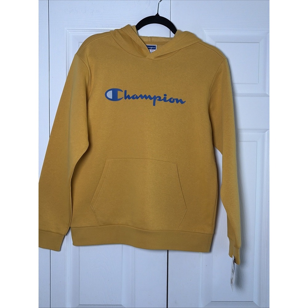 Champion Powerblend Fleece Hoodie Size XL 18/20 Royal Gold Yellow Sweatshirt